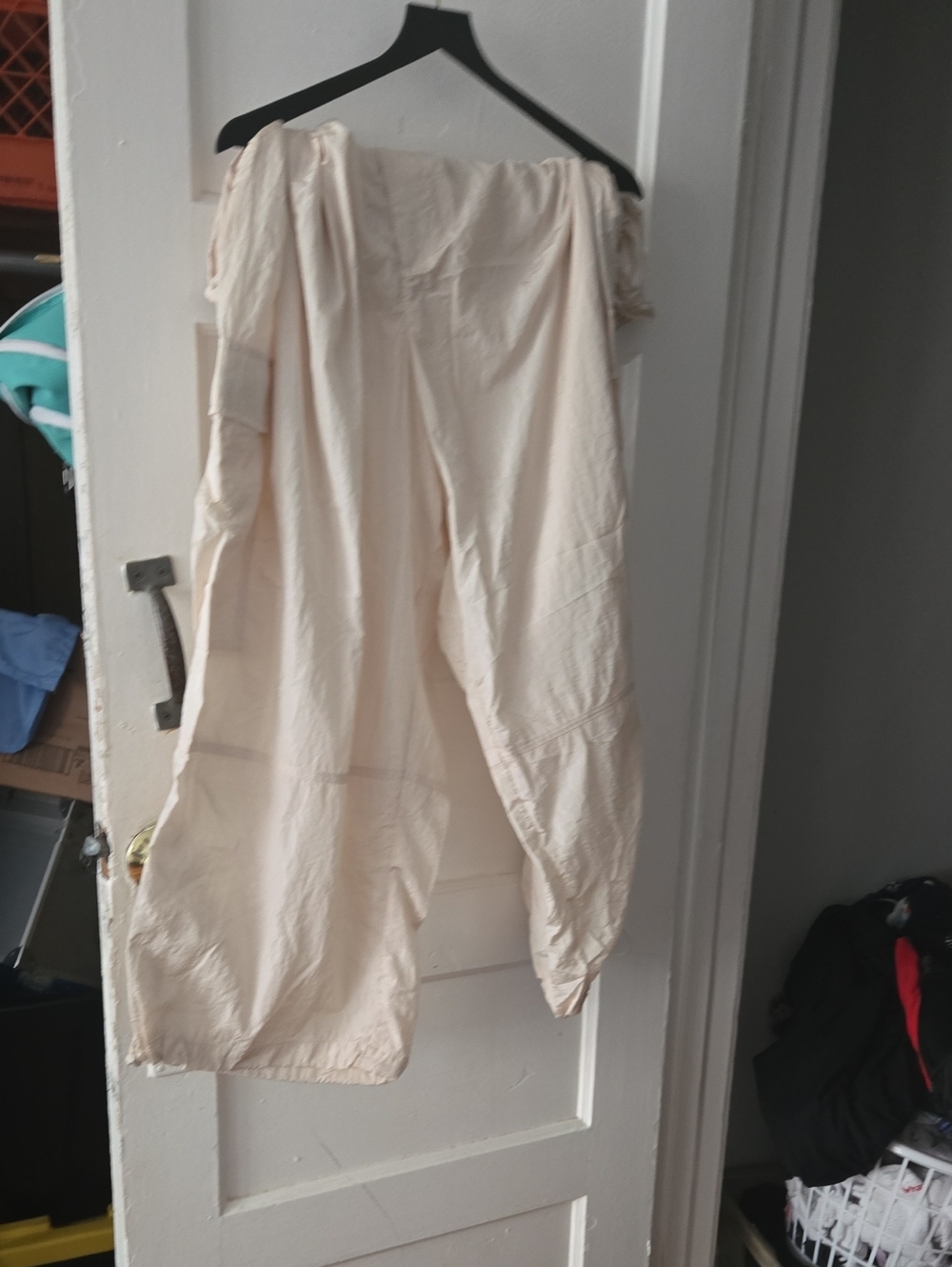 Women's Off-Shoulder Cream Wide-Leg Jumpsuit